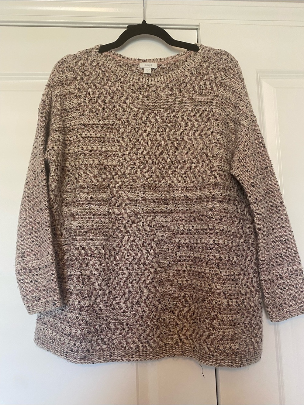 Pure Jill Marled Taupe Crewneck Sweater - Relaxed Fit